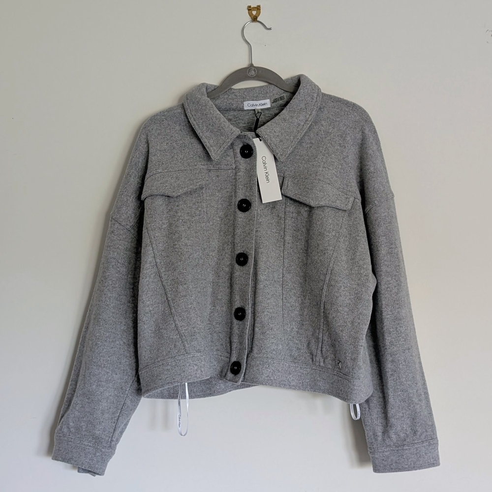 Calvin Klein XL Women's Gray Cropped Jacket